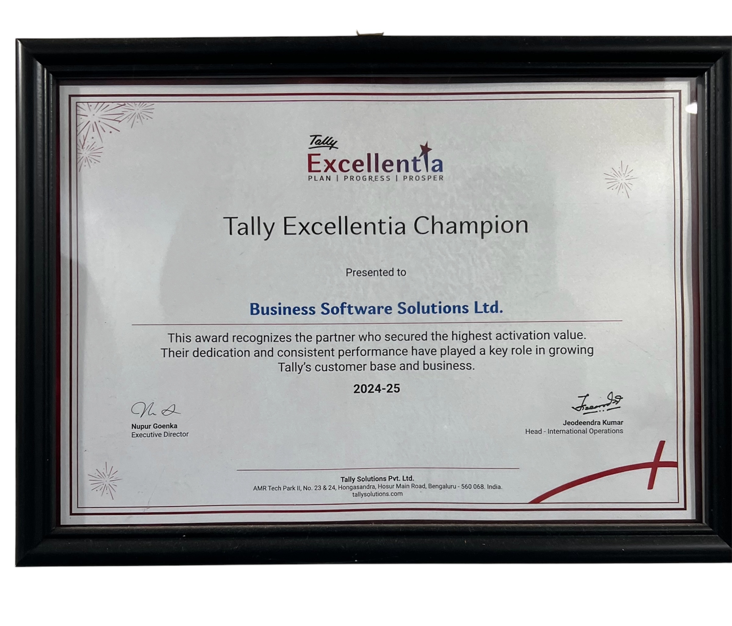Tally Excellentia Champion 2024-25